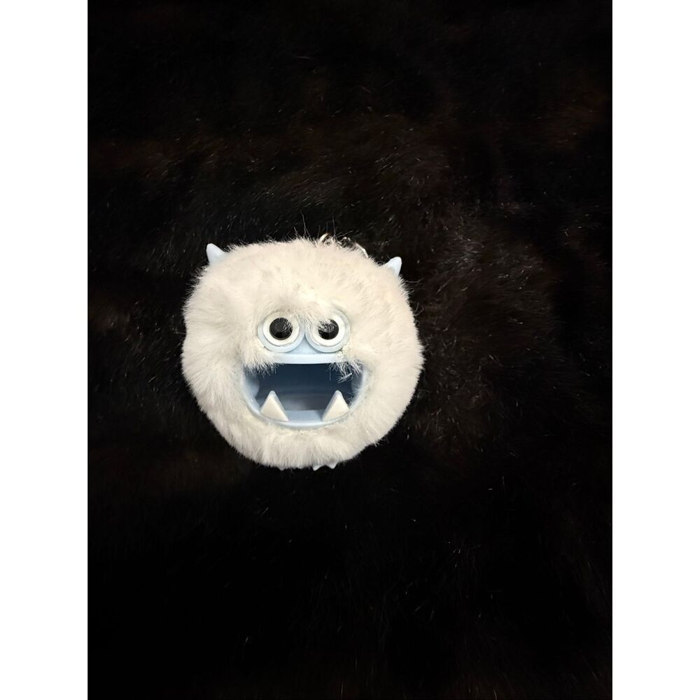 Bath & Body Works White Snow Monster Holder Sleeve Fuzzy Plush Pompom 3"